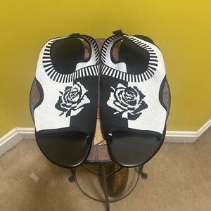 Black and White Rose Sandals